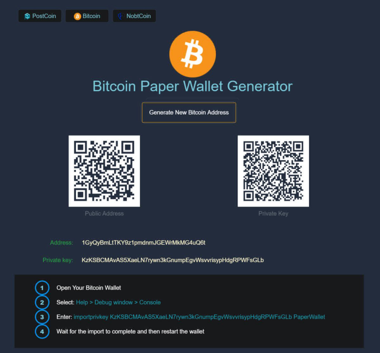 bitcoin address generator offline